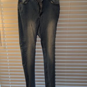 Fashion Nova Blue Skinny Jeans with Distressed Detailing